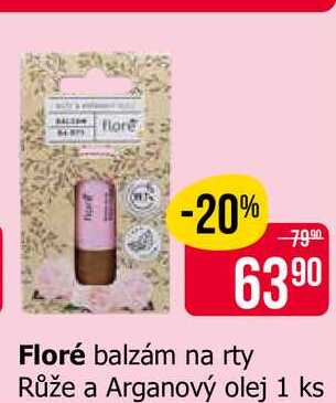 Floré balzám na rty Růže a Arganový olej 1 ks