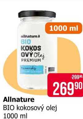 Allnature BIO kokosový olej 1000 ml 