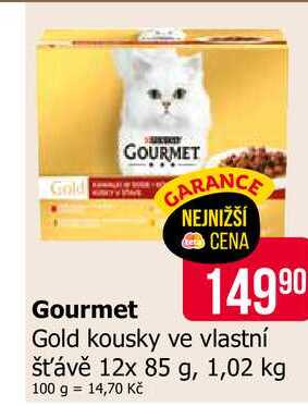 Gourmet Gold kousky ve vlastní šťávě 12x 85 g, 1,02 kg