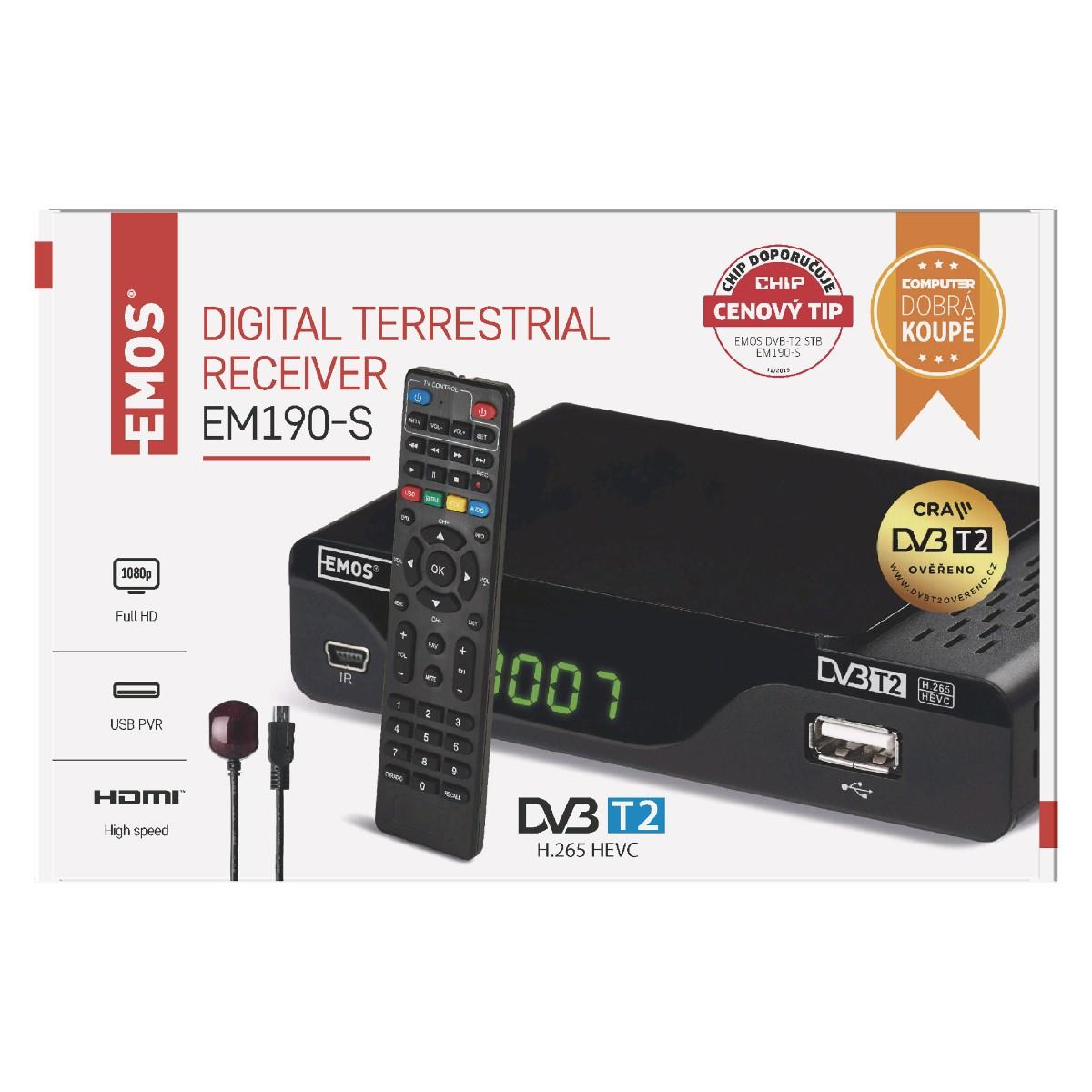 DVB-T2 Přijímač EM190-S HD, 1 KS
