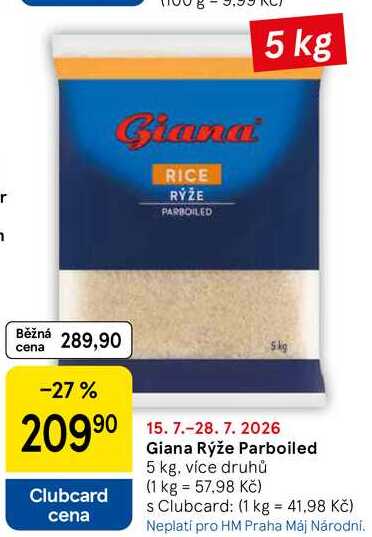 Giana Rýže Parboiled, 5 kg, více druhů