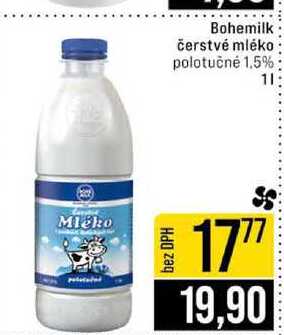 Bohemilk čerstvé mléko polotučné 1.5% 1l