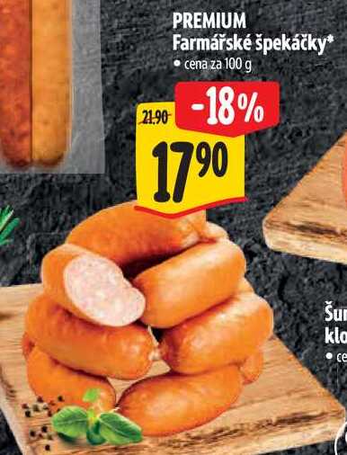 PREMIUM Farmářské špekáčky, cena za 100 g