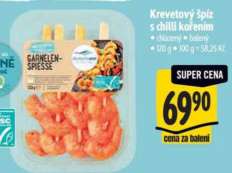 Krevetový špíz s chilli kořením, 120 g