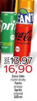Coca-Cola různé druhy Fanta orange Sprite original 330 ml