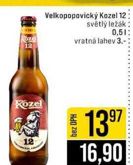 Velkopopovický Kozel 12 světlý ležák 0,5l
