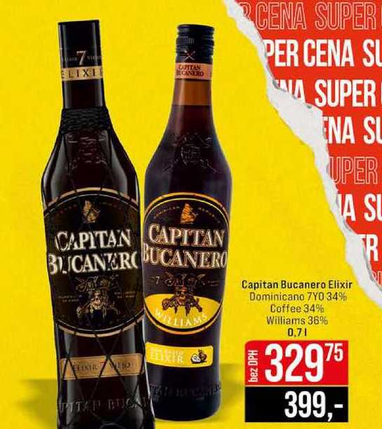 Capitan Bucanero Elixir Dominicano 7YO 34% Coffee 34% Williams 36% 0,7l