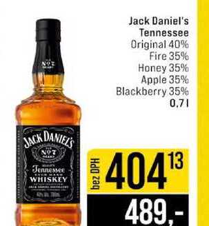 Jack Daniel's Tennessee Original 40% Fire 35% Honey 35% Apple 35% Blackberry 35% 0,7l