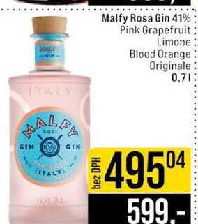 Malfy Rosa Gin 41% Pink Grapefruit Limone Blood Orange Originale 0,7l
