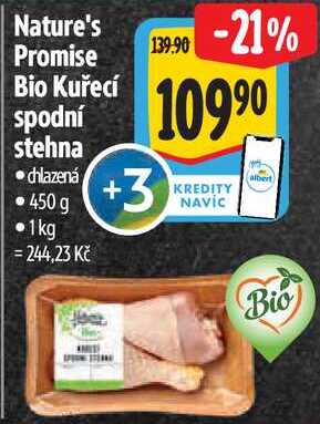 Nature's Promise Bio Kuřecí spodní stehna, 450 g