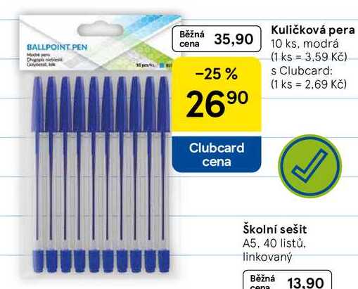 Kuličková pera, 10 ks, modrá
