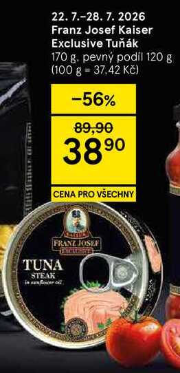 Franz Josef Kaiser Exclusive Tuňák, 170 g, pevný podíl 120 g