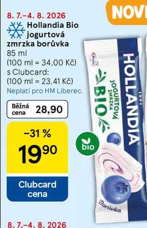 Hollandia Bio jogurtová zmrzka borůvka, 85 ml