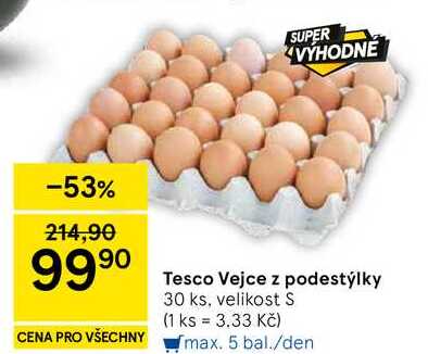 Tesco Vejce z podestýlky, 30 ks, velikost S
