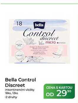 Bella Control Discreet inkontinenční vložky 18ks, 12ks