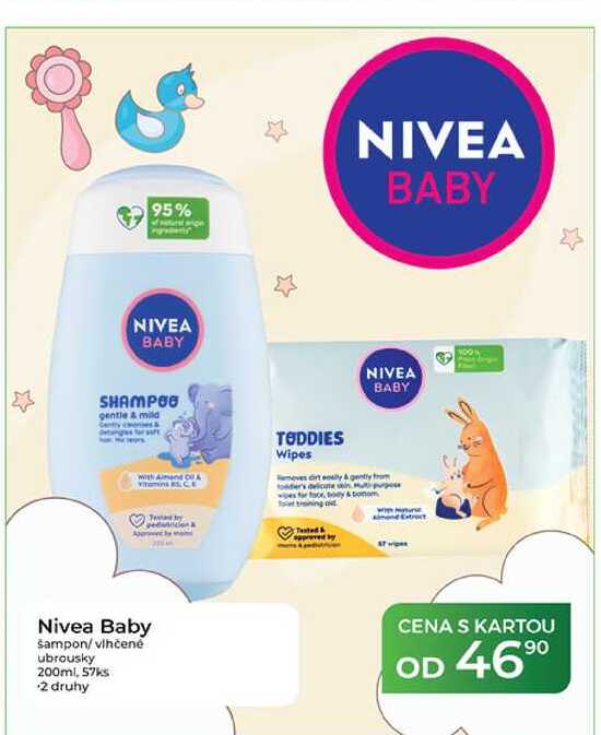 Nivea Baby Šampon/vlhčené ubrousky 200ml, 57ks