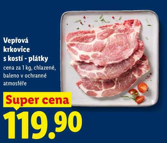 Vepřová krkovice s kostí - plátky, cena za 1 kg