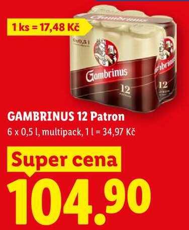 GAMBRINUS 12 Patron, 6 x 0,5 l