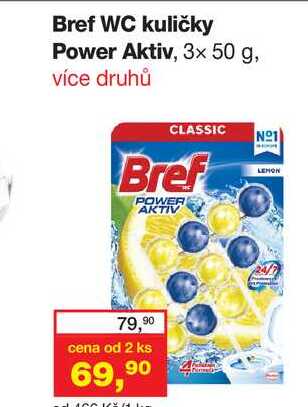 Bref WC kuličky power aktiv 3x50g více druhů