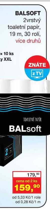 BALSOFT 2vrstvý toaletní papír, 30 rolí, více druhů