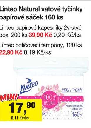 Linteo Natural vatové tyčinky papírové 160 ks