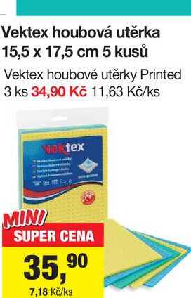 Vektex houbová utěrka 15,5 x 17,5 cm 5 kusů