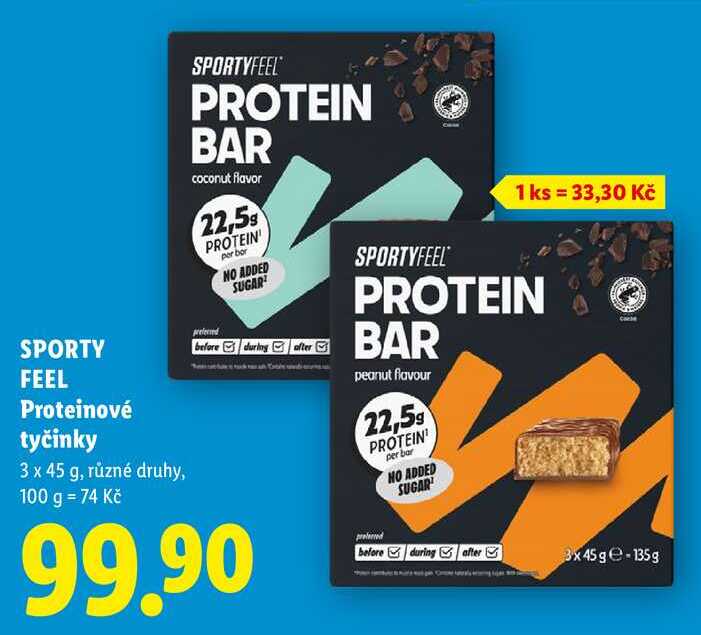 SPORTY FEEL Proteinové tyčinky, 3 x 45 g