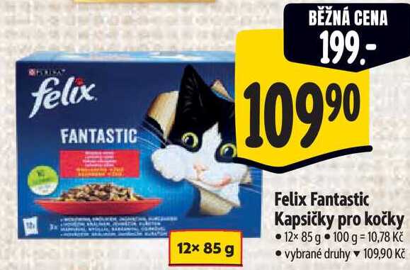 Felix Fantastic Kapsičky pro kočky, 12x 85 g