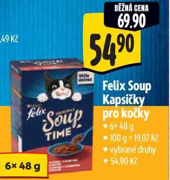 Felix Soup Kapsičky pro kočky, 6x 48 g
