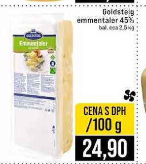 Goldsteig emmentaler 45% bal. cca 2,5 kg 100g
