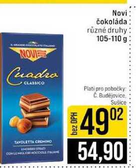 Novi čokoláda různé druhy 105-110 g