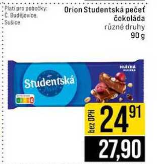 Orion Studentská pečeť Studentská čokoláda různé druhy 90 g