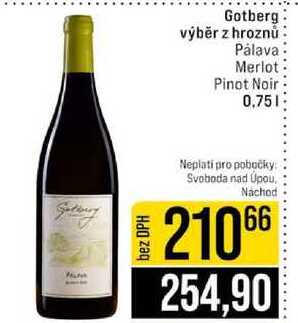 Gotberg výběr z hroznů Pálava Merlot Pinot Noir 0,75l