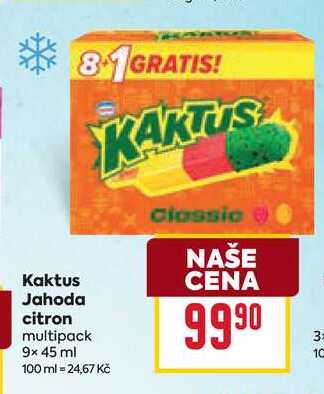 Kaktus Jahoda citron multipack 9x 45 ml