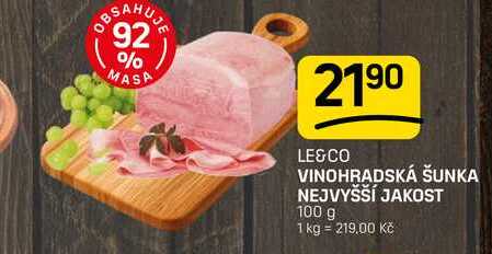 LE&CO VINOHRADSKÁ ŠUNKA NEJVYŠŠÍ JAKOST 100g