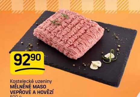 Kostelecké uzeniny MĚLNĚNÉ MASO VEPŘOVÉ A HOVĚZÍ 600g