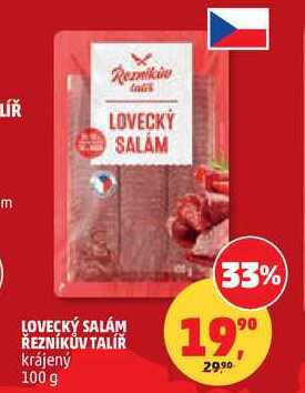 LOVECKÝ SALÁM ŘEZNÍKŮV TALÍŘ krájený, 100 g