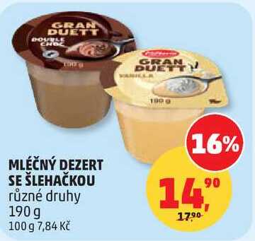 MLÉČNÝ DEZERT SE ŠLEHAČKOU různé druhy, 190 g