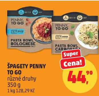 ŠPAGETY PENNY TO GO různé druhy, 350 g