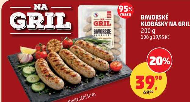 BAVORSKÉ KLOBÁSKY NA GRIL, 200 g