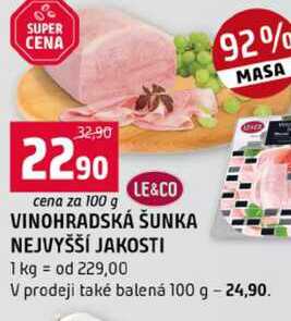 VINOHRADSKÁ ŠUNKA NEJVYŠŠÍ JAKOSTI 100g