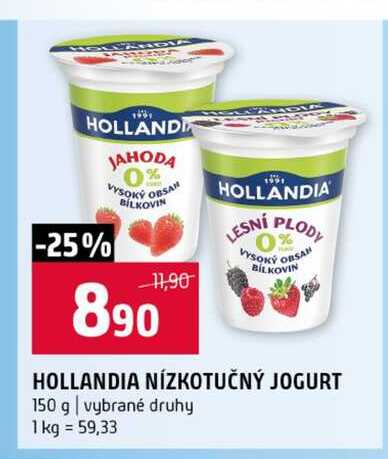 HOLLANDIA NÍZKOTUČNÝ JOGURT 150 g vybrané druhy