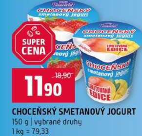 CHOCEŇSKÝ SMETANOVÝ JOGURT 150 g vybrané druhy