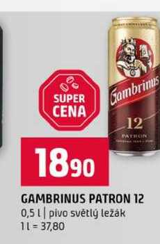 GAMBRINUS PATRON 12 0,5l pivo světlý ležák