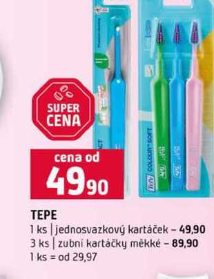 TEPE 1 ks jednosvazkový kartáček 3 ks zubní kartáčky měkké