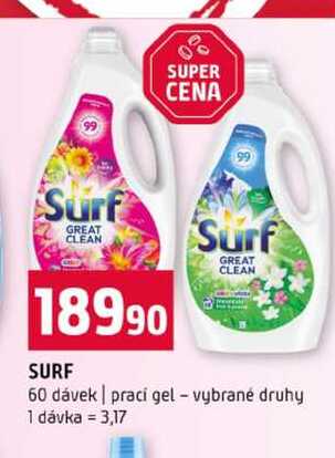 SURF 60 dávek prací gel vybrané druhy