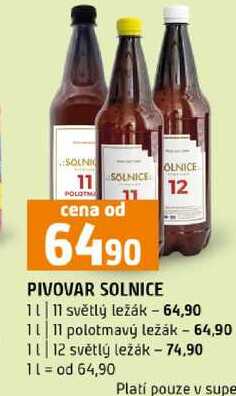 PIVOVAR SOLNICE 11 1l světlý ležák 11 1l polotmavý ležák 1l 12 světlý ležák