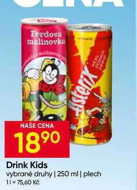 Drink Kids vybrané druhy 250 ml plech