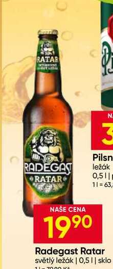 Radegast Ratar světlý ležák 0,5 l sklo