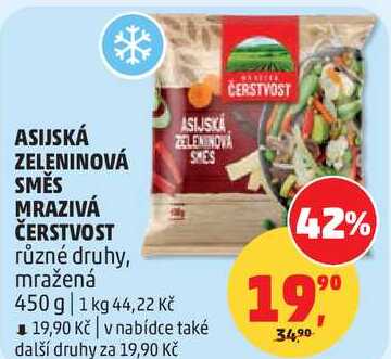 ASIJSKÁ ZELENINOVÁ SMĚS MRAZIVÁ ČERSTVOST různé druhy, mražená, 450 g